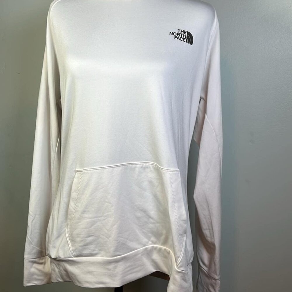 The North Face White Hoodie Pullover Logo Women's Large Kangaroo Pocket